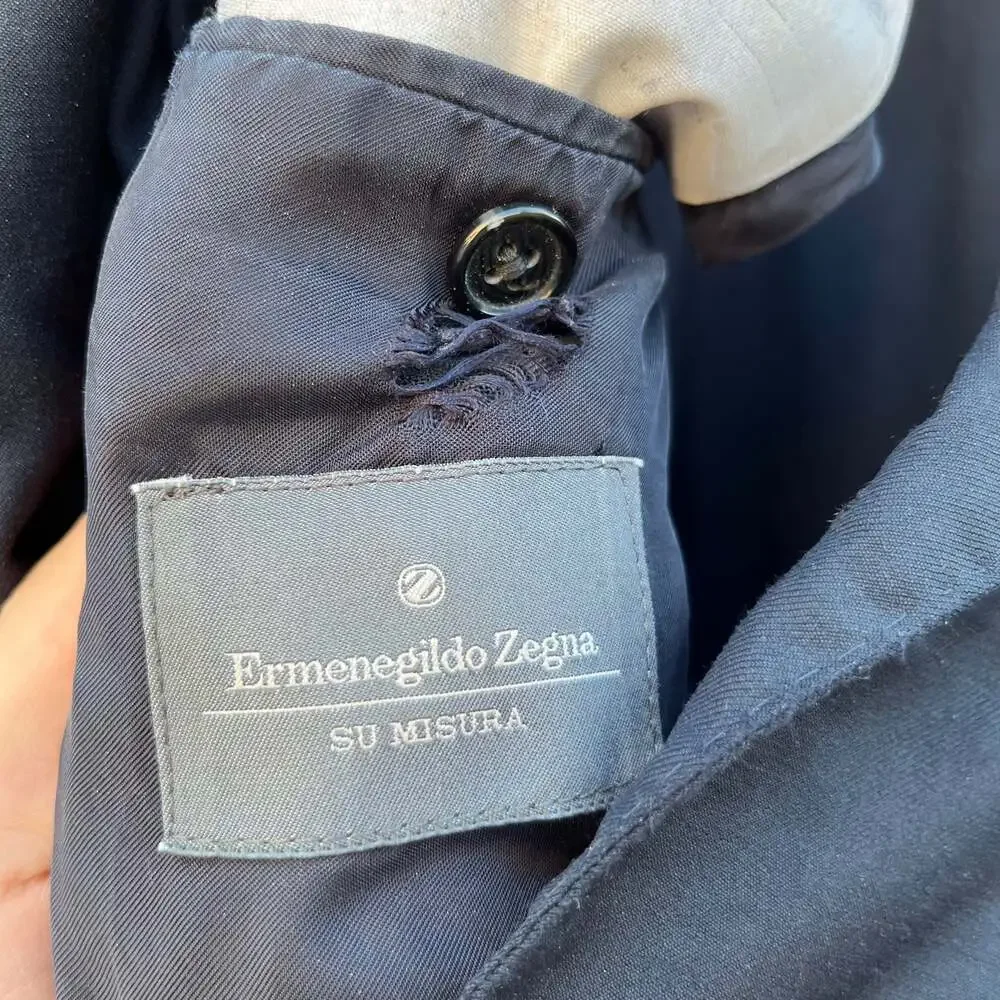 Ermenegildo Zegna 3 Button Off Black Wool Blazer